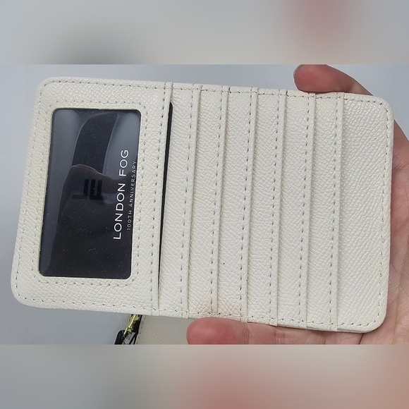 London Fog Sarina Wristlet Cream Caviar Embossed Zip-around Wallet Card Insert - Picture 6 of 12